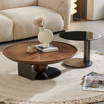 עץ קטן שולחנות קפה קונסולה נורדי סיבוב מינימליסטי נורדי שולחן הסלון נמוך מעצב שולחן באס הרהיטים בסלון
