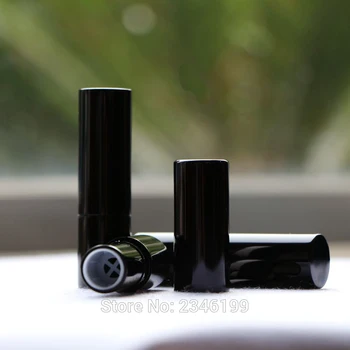 ציון גבוה Cosmeitc איפור שפתון מיכל, DIY ריק עגול שחור שפתון, צינור אלומיניום עבור שפתון 50pcs/lot