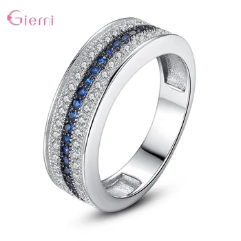 קלאסי 925 כסף סטרלינג לסלול 3 שורות AAA זרקונים טבעת נישואין טבעות לנשים כלה הצהרה תכשיטים מתנות